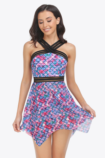 Conjunto de vestido de baño y braguitas estampados