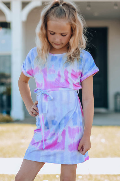 Vestido de Niña Tie-Dye con Cinturón