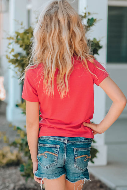 Camiseta de manga corta con estampado de letras para niñas