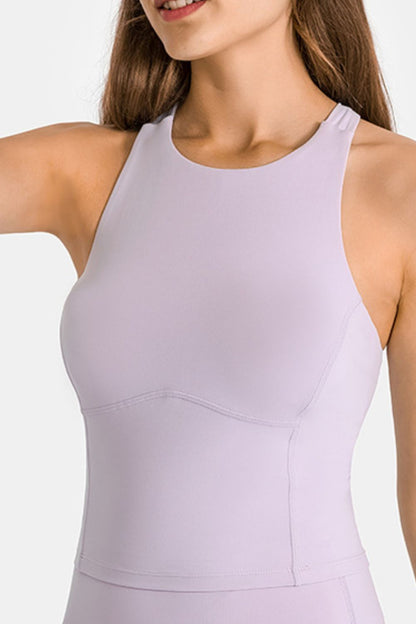 Crisscross Back Round Neck Yoga Tank