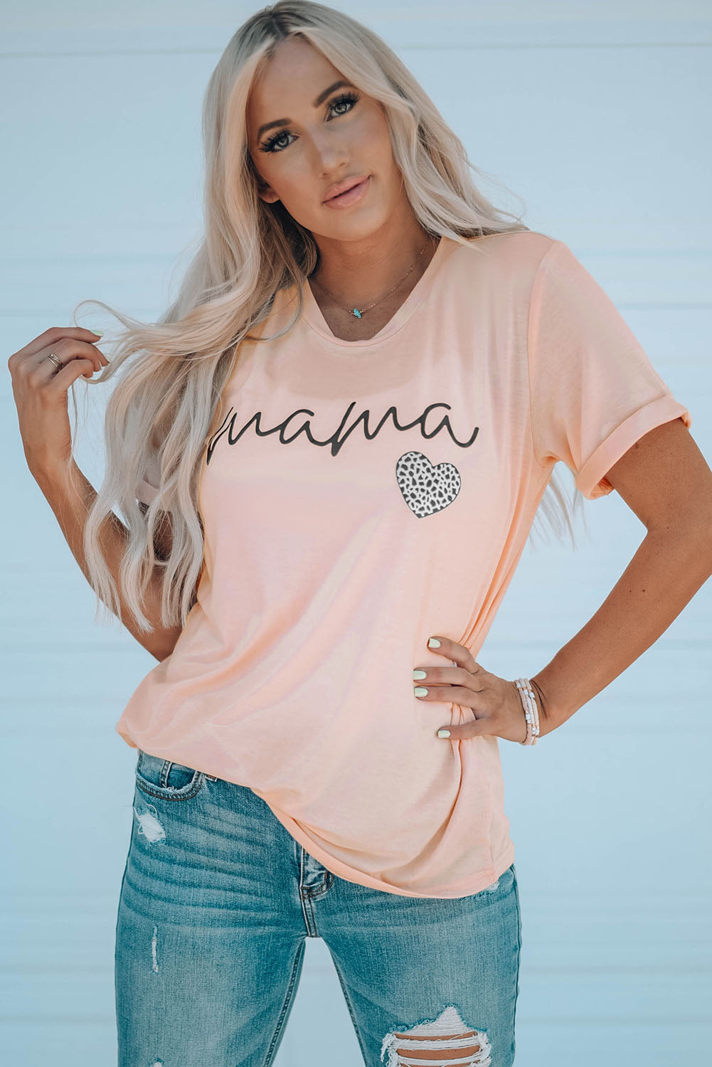 Camiseta con estampado de corazón de MAMA