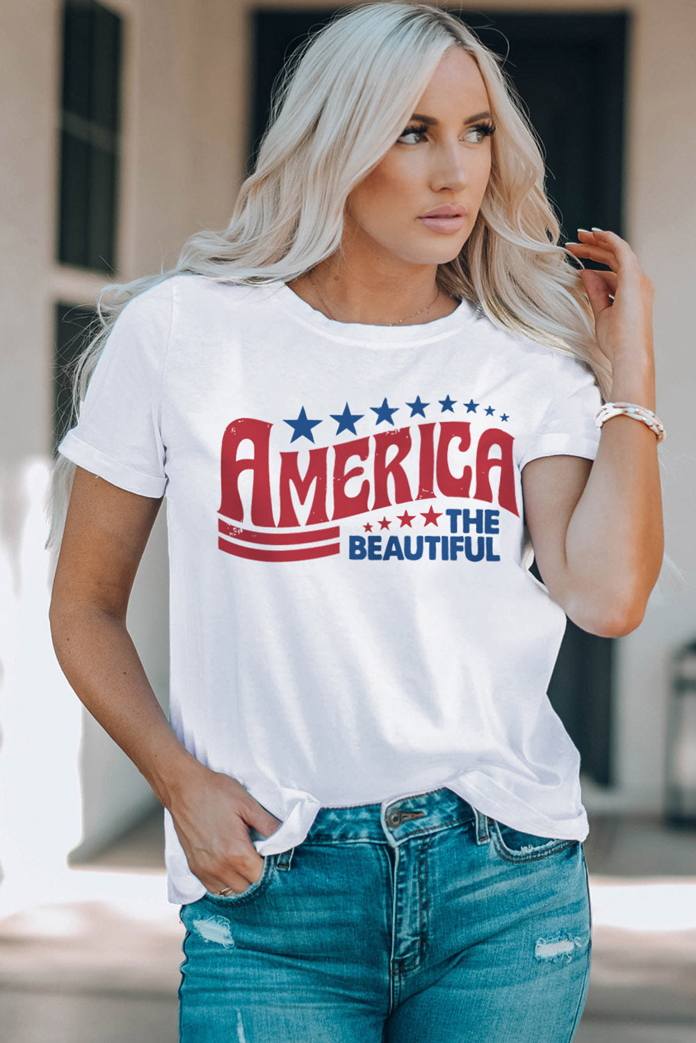 AMERICA THE BEAUTIFUL Camiseta estampada con cuello redondo