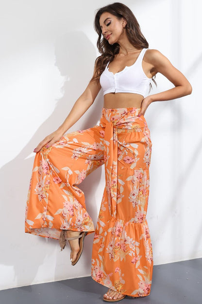 Culottes atados de tiro alto estampados