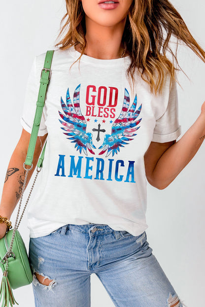 GOD BLESS AMERICA Cuffed Tee Shirt