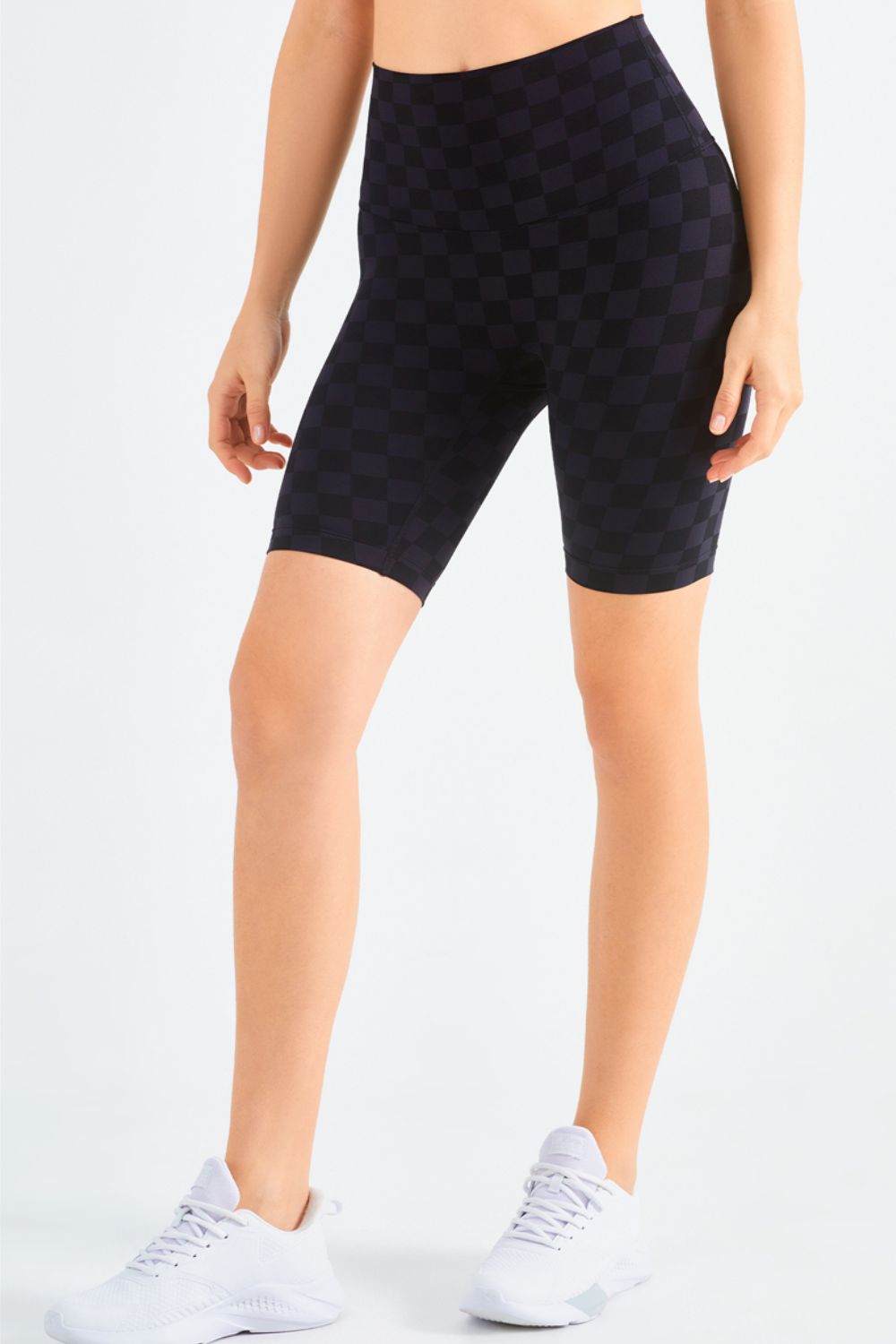 Checkered Wide Waistband Biker Shorts