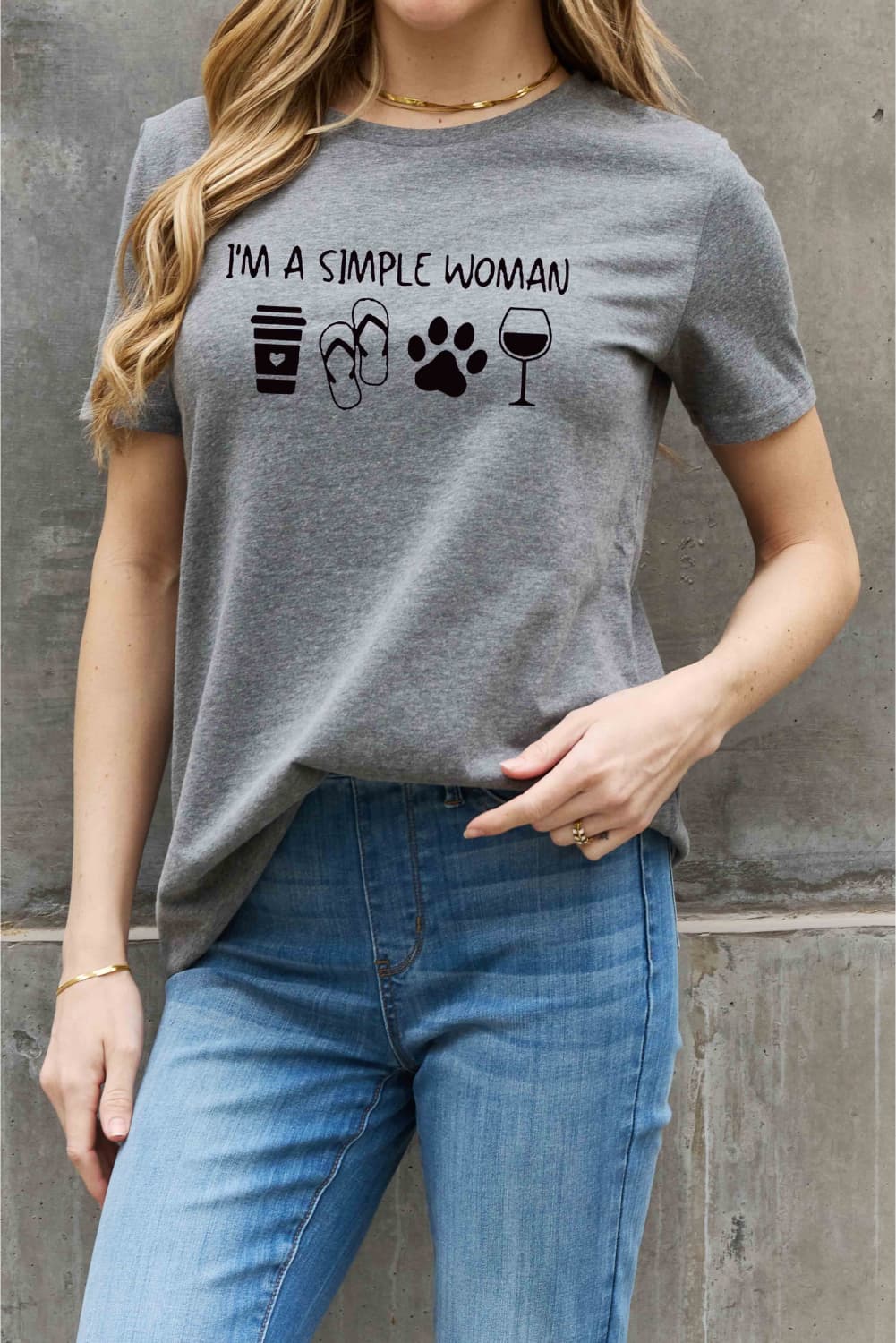 Simply Love Full Size I'M A  SIMPLE WOMAN Graphic Cotton Tee