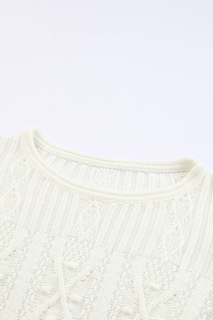 Flutter Sleeve Pompom Detail Knit Top