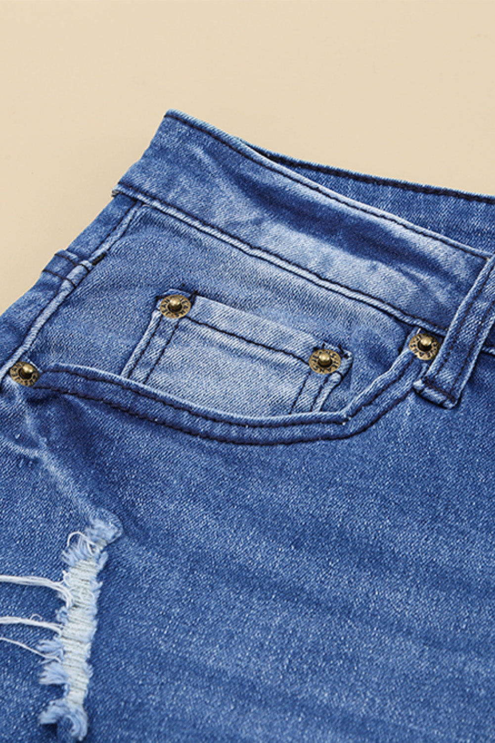 Distressed Flare Leg Jeans with Pockets