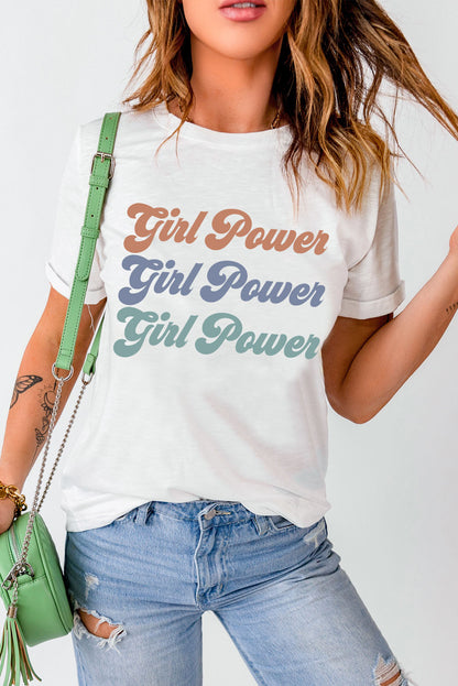 Camiseta estampada con cuello redondo GIRL POWER