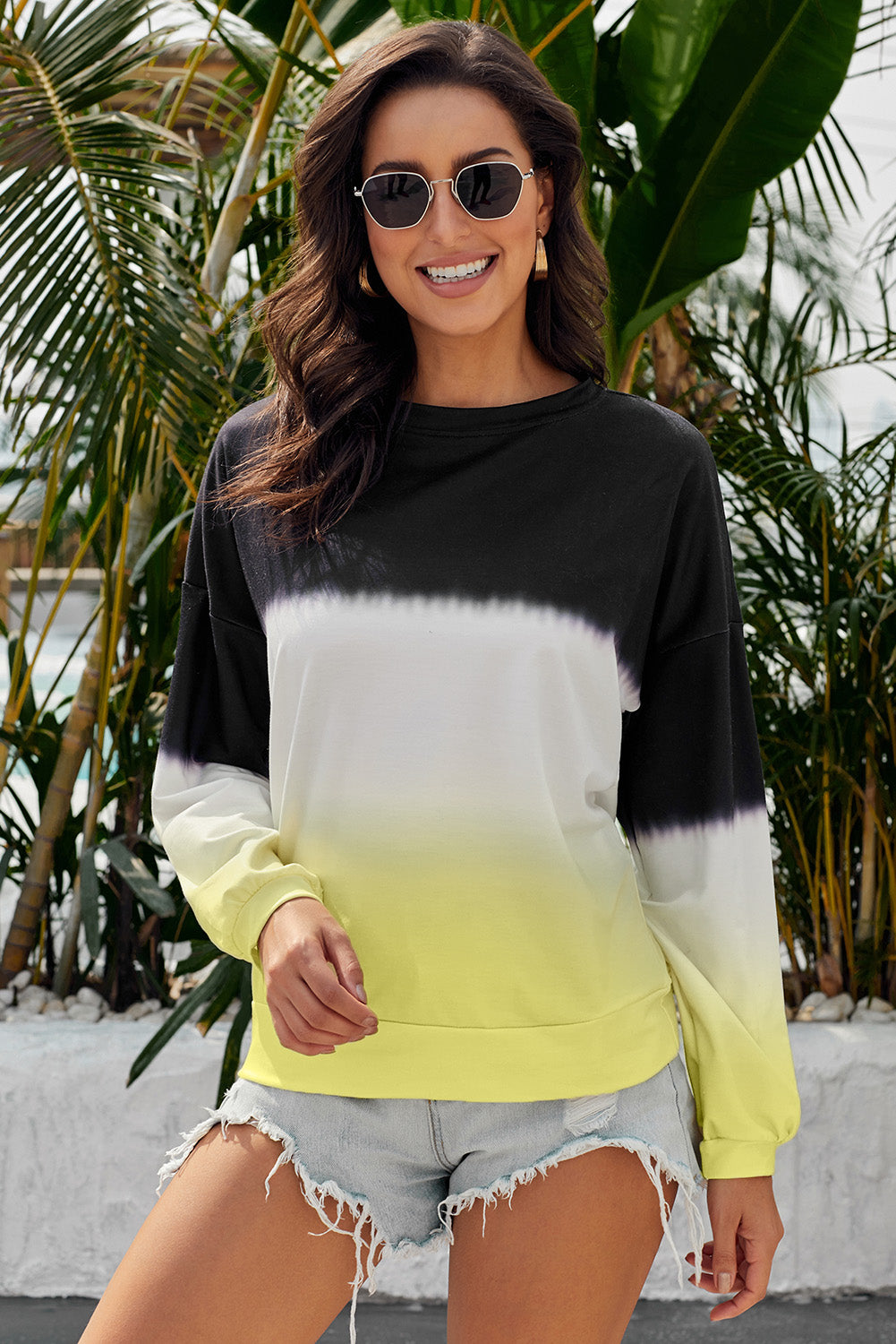 Tie-Dye Drop Shoulder Round Neck Sweatshirt