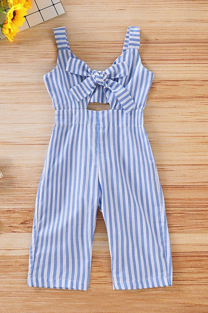 Kids Striped Cutout Sleeveless Jumpsuit