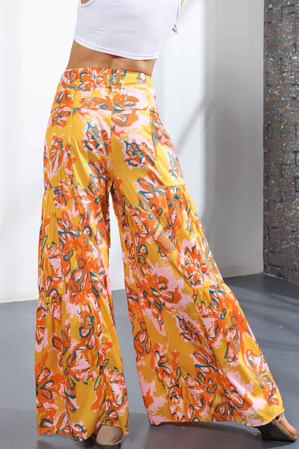 Culottes atados de tiro alto estampados