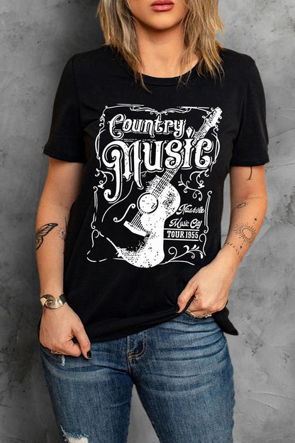 COUNTRY MUSIC Graphic Short Sleeve Tee Shirt