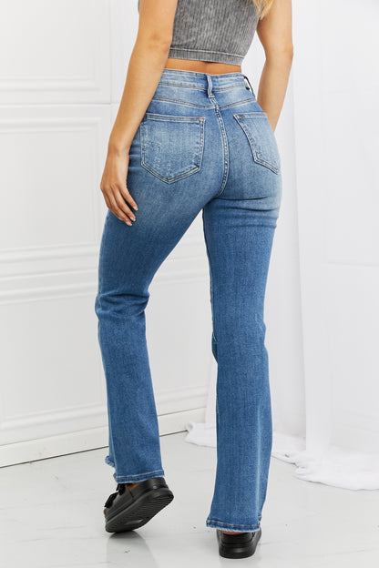 Jeans acampanados de cintura alta Iris de tamaño completo de RISEN