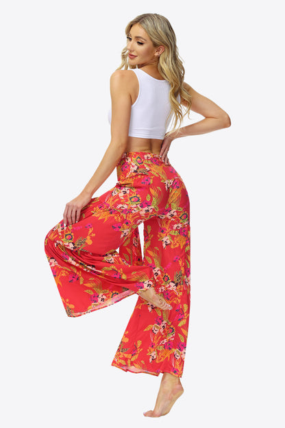 Culottes escalonados con lazo floral en la cintura