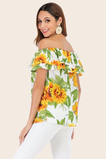 Floral Off-Shoulder Layered Blouse