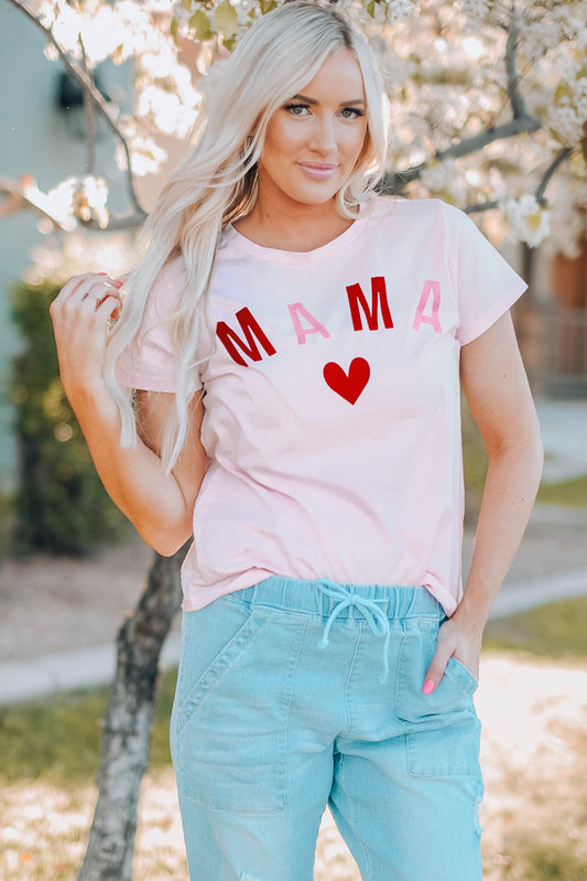 Camiseta con estampado de corazón de MAMA