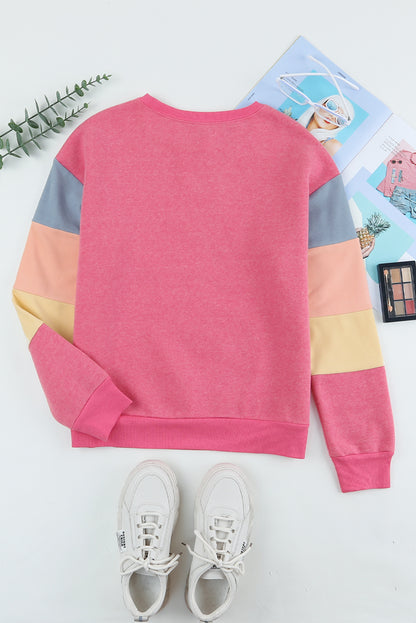 Sudadera con ribete acanalado color block