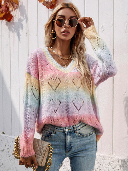 Suéter estilo jersey con hombros caídos y cuello en V con efecto tie-dye