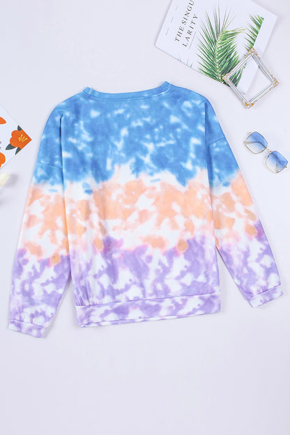 Tie-Dye Drop Shoulder Round Neck Sweatshirt