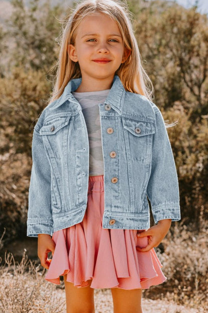 Chaqueta de mezclilla con corazones en contraste para niñas de ODDI