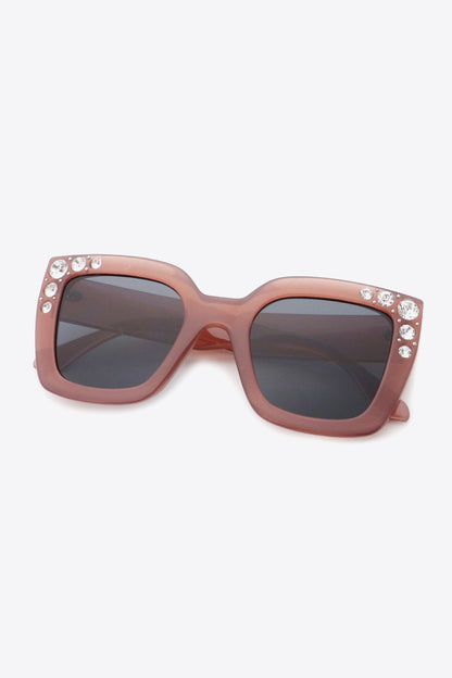 Inlaid Rhinestone Polycarbonate Sunglasses