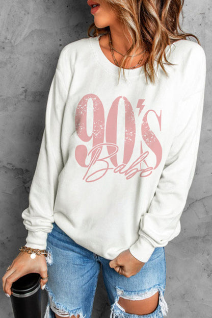 Sudadera estampada con hombros caídos BABE de los años 90