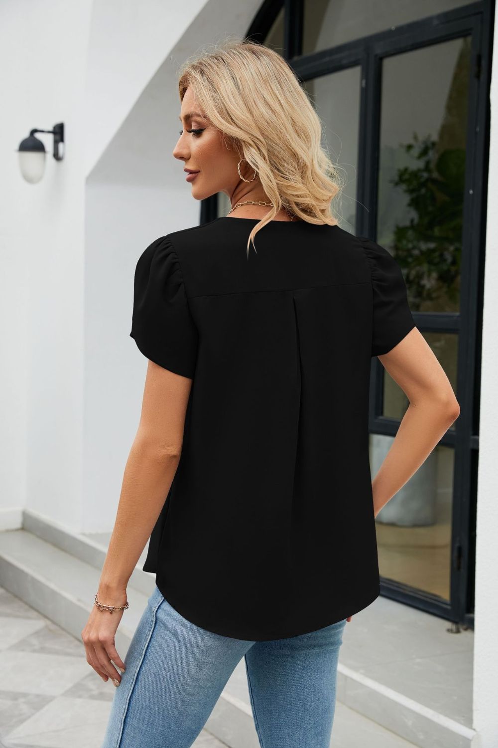 Petal Sleeve V-Neck Top