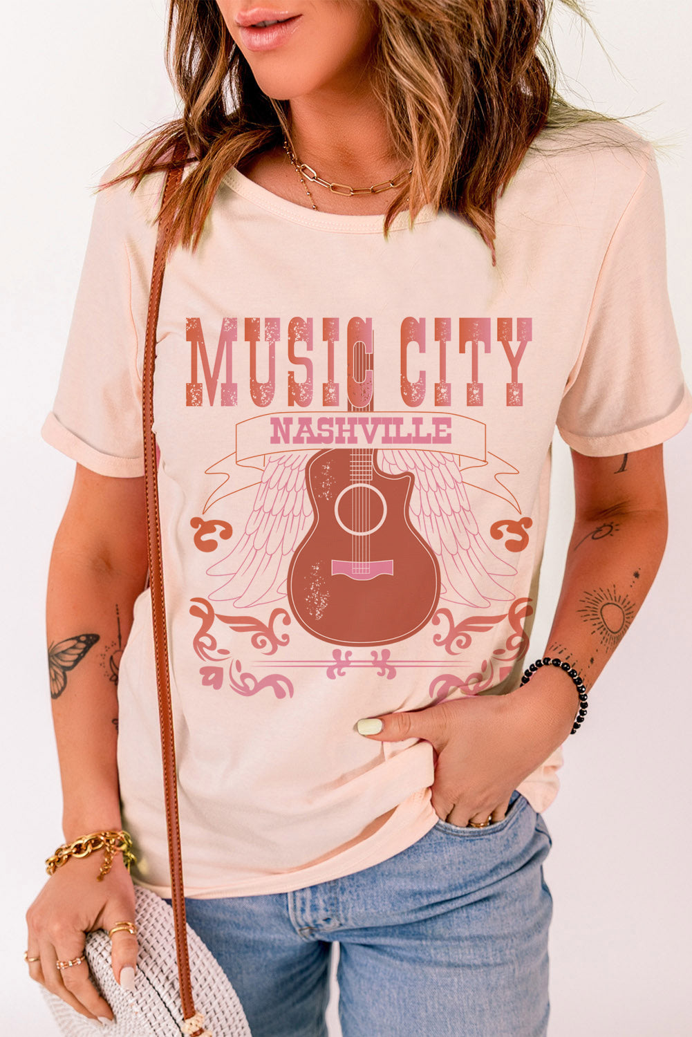 Camiseta de manga corta con puños de MUSIC CITY