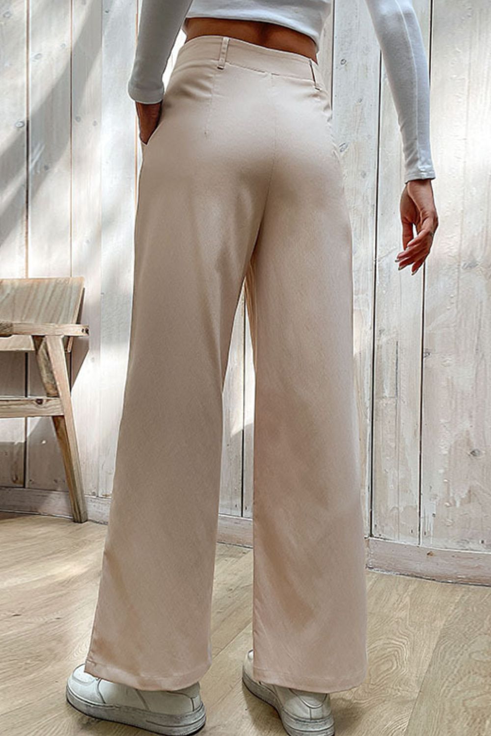 Pantalones de pernera ancha con costura central