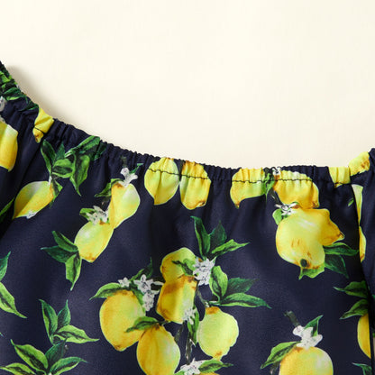 Lemon Print Square Neck Bodysuit