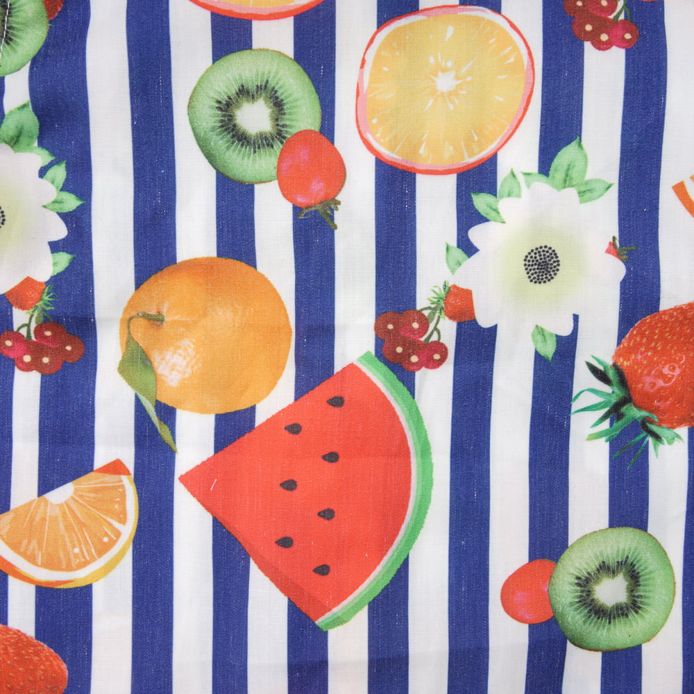 Fruit Striped Collared Sleeveless Shirt