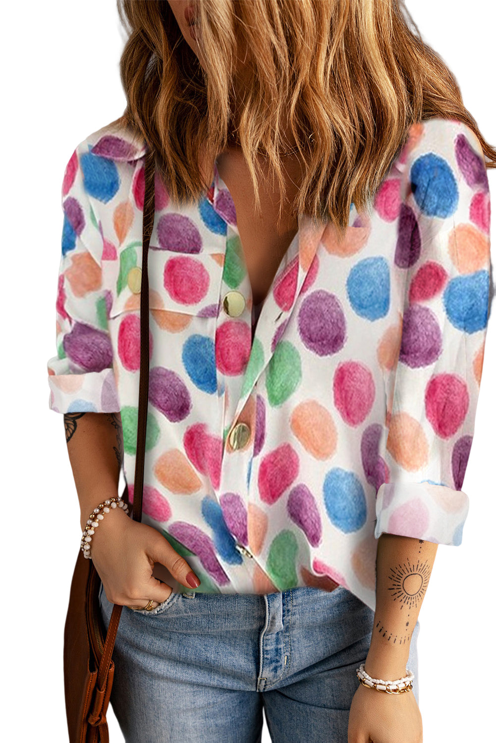 Printed Button Front Long Sleeve Shirt