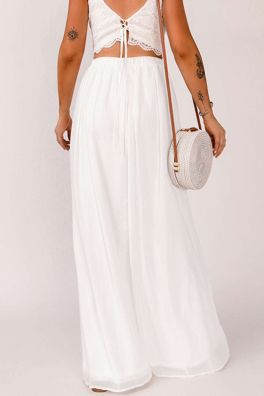 Elastic Waistband Split Maxi Skirt