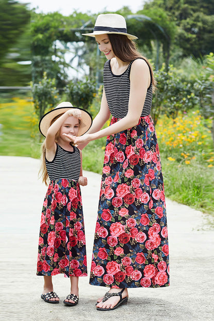 Vestido Niña Rayas Empalme Floral