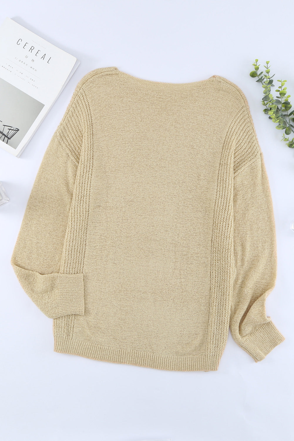 Round Neck Drop Shoulder Knitted Pullover