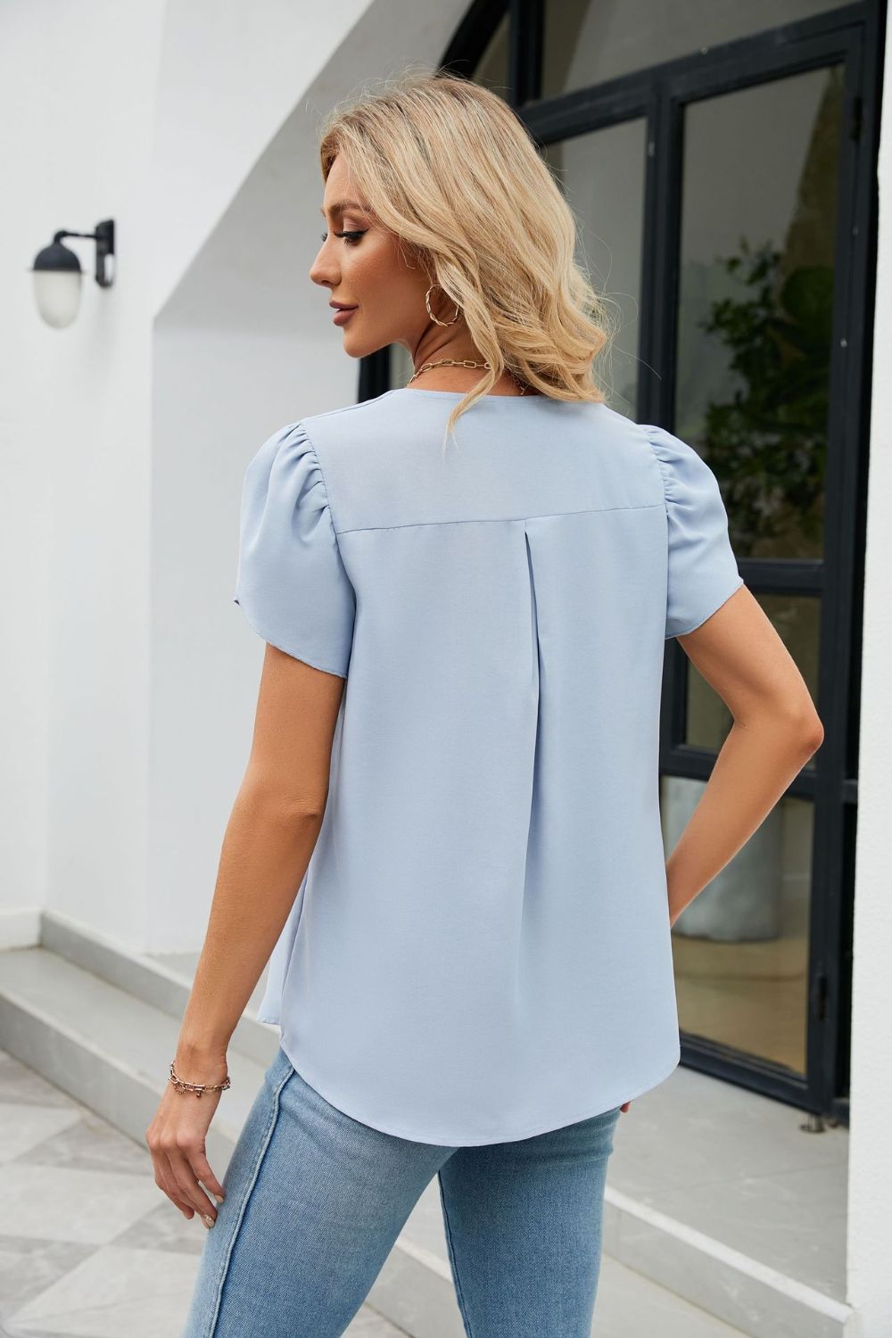 Petal Sleeve V-Neck Top