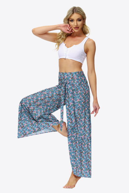 Culottes escalonados con lazo floral en la cintura