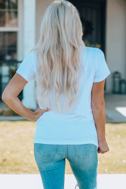 Camiseta estampada con cuello redondo para mujer