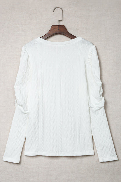 Textured Puff Sleeve Knit Top