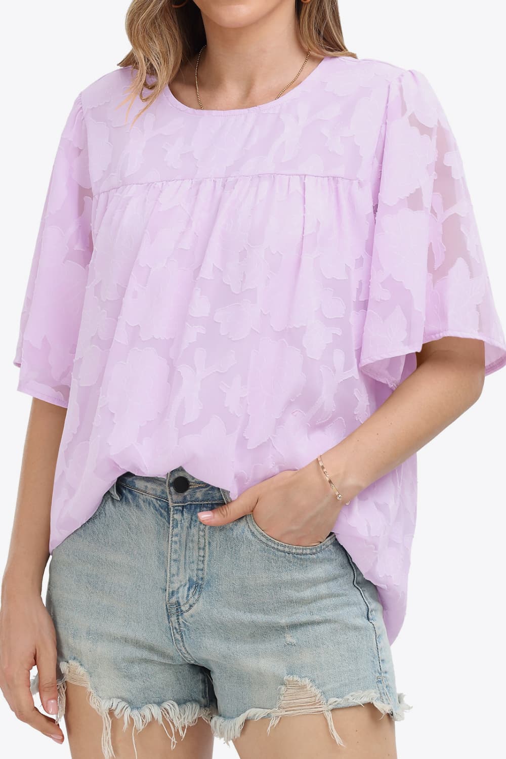 Round Neck Half Sleeve Blouse