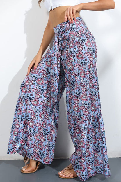 Culottes atados de tiro alto estampados