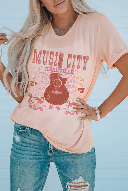 Camiseta de manga corta con puños de MUSIC CITY