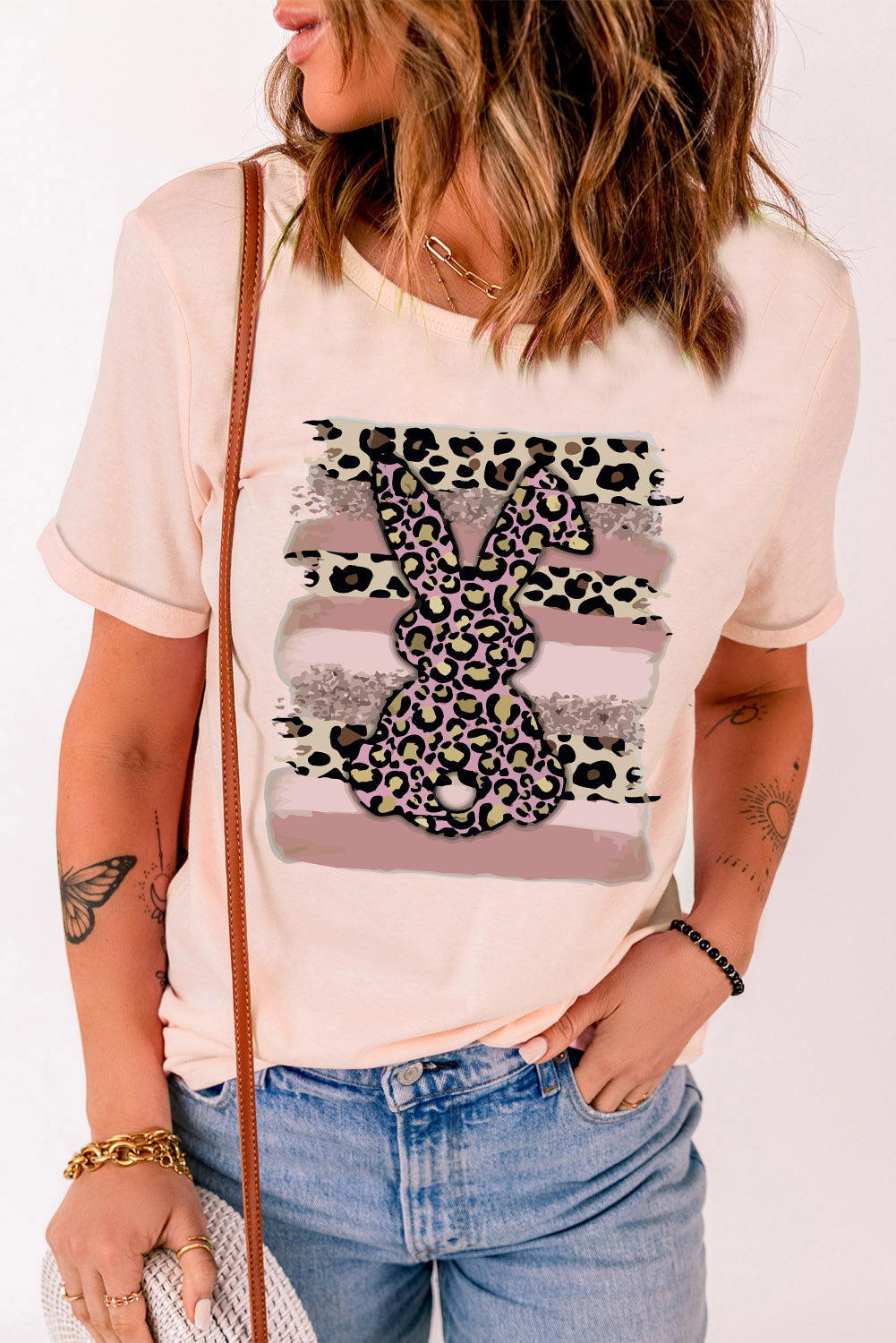 Conejito de leopardo de Pascua Camiseta gráfica