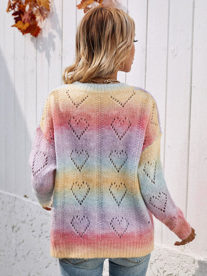 Tie-Dye V-Neck Drop Shoulder Pullover Sweater