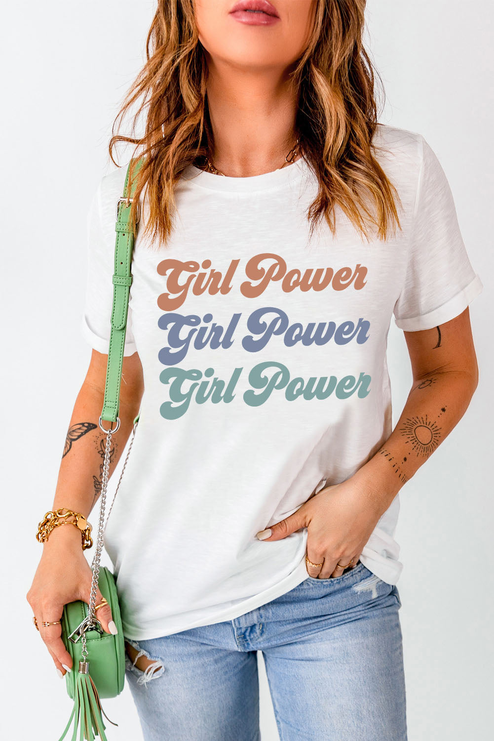 Camiseta estampada con cuello redondo GIRL POWER