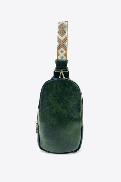 Bolso bandolera de cuero PU con correa ajustable y patrón aleatorio