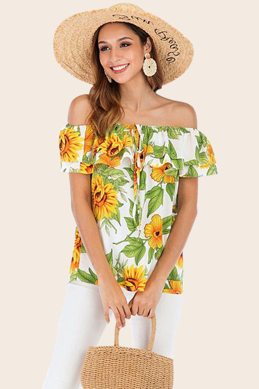 Blusa floral a capas con hombros descubiertos