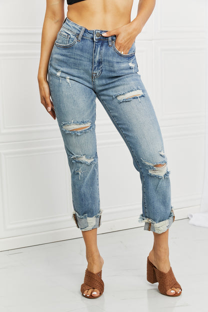 RISEN Full Size Leilani Distressed Straight Leg Jeans