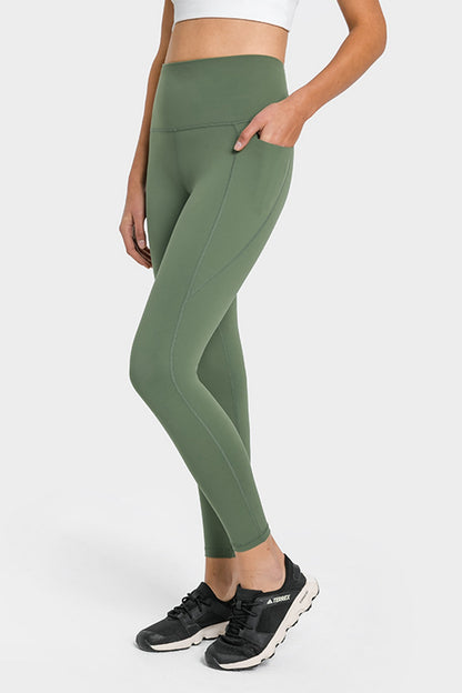 Leggings de yoga de cintura alta hasta los tobillos con bolsillos